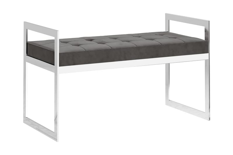 Bänk 97 cm grå sammet och rostfritt stål - Grå - Möbler - Fåtölj & stolar - Sittbänk