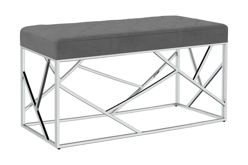 Bänk 97 cm mörkgrå sammetstyg och rostfritt stål - Grå - Möbler - Fåtölj & stolar - Sittbänk