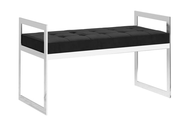 Bänk 97 cm svart sammet och rostfritt stål - Svart - Möbler - Fåtölj & stolar - Sittbänk