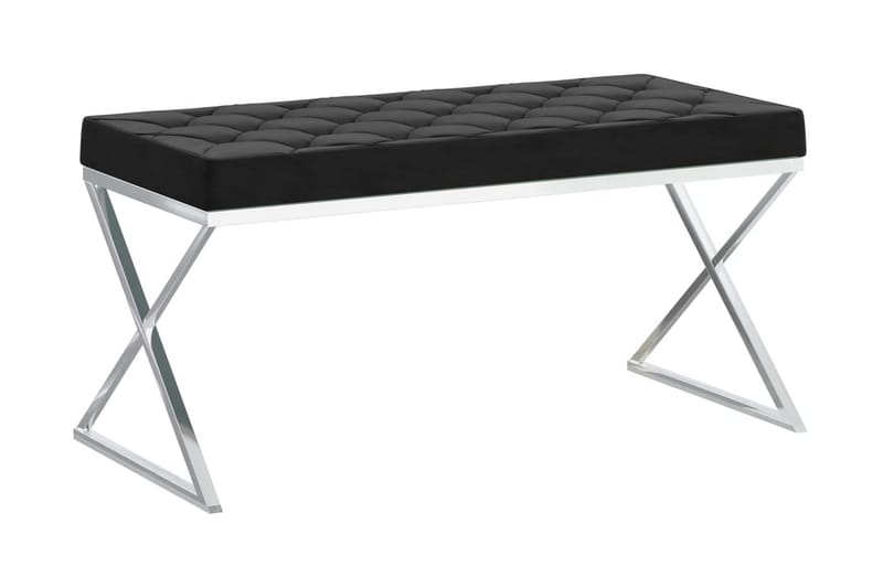 Bänk 97 cm svart sammet och rostfritt stål - Svart - Möbler - Fåtölj & stolar - Sittbänk