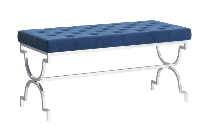 Bänk 99 cm blå sammet och rostfritt stål - Blå - Möbler - Fåtölj & stolar - Sittbänk