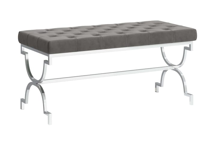 Bänk 99 cm grå sammet och rostfritt stål - Grå - Möbler - Stolar - Sittbänkar