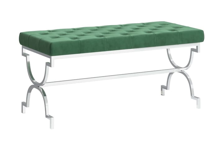 Bänk 99 cm mörkgrön sammet och rostfritt stål - Grön - Möbler - Fåtölj & stolar - Sittbänk