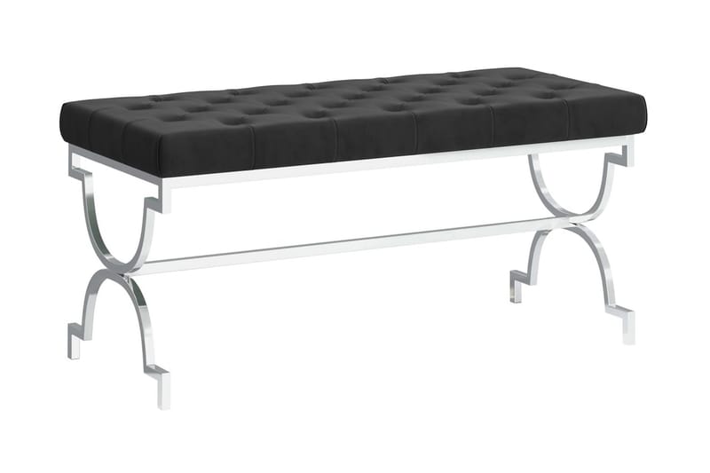 Bänk 99 cm svart sammet och rostfritt stål - Svart - Möbler - Fåtölj & stolar - Sittbänk