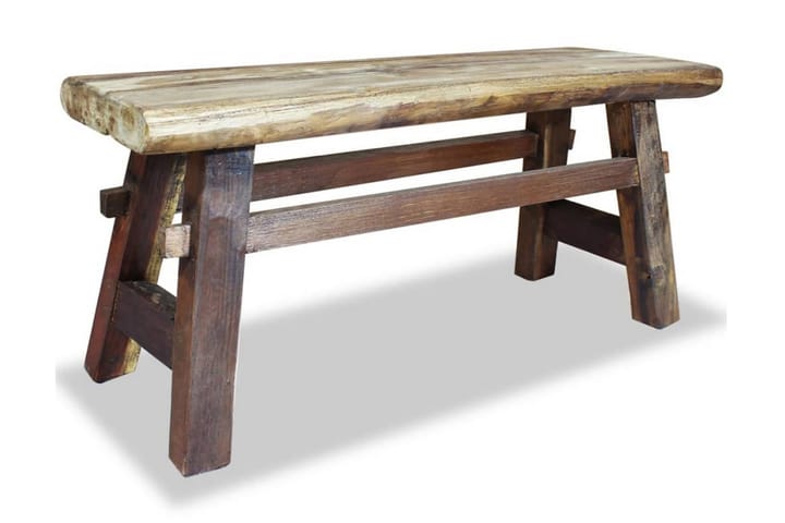 Bänk i massivt återvunnet trä 100x28x43 cm - Brun - Möbler - Bord & matgrupp - Avlastningsbord & sidobord - Brickbord & småbord