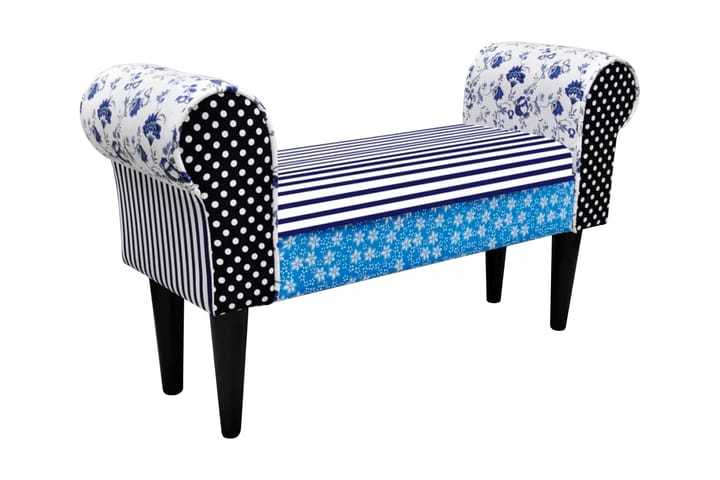 Bänk lappverk blå & vit - Flerfärgad - Möbler - Fåtölj & stolar - Sittbänk - Bänk med ryggstöd