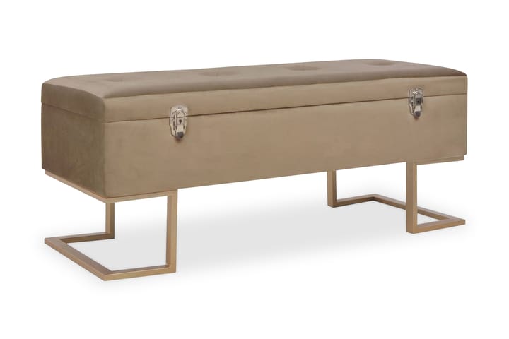 Bänk med förvaringsutrymme 105 cm beige sammet - Beige - Möbler - Fåtölj & stolar - Sittbänk
