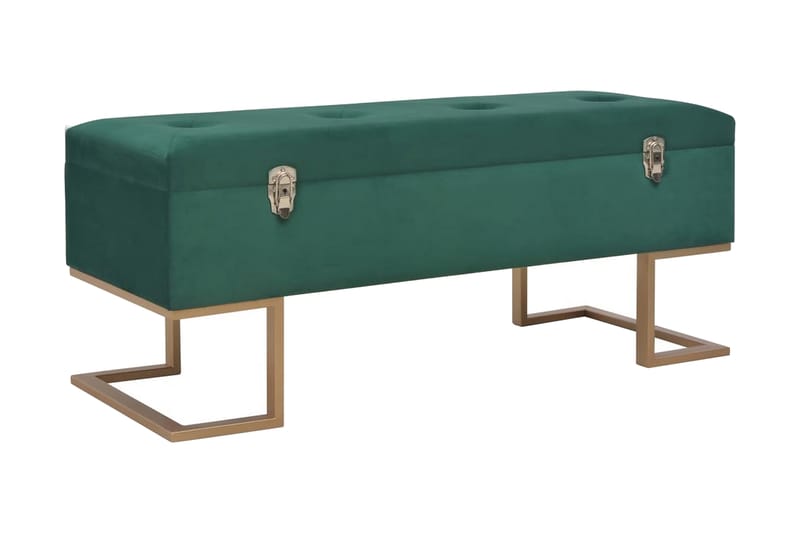 Bänk med förvaringsutrymme 105 cm grön sammet - Grön - Möbler - Fåtölj & stolar - Sittbänk