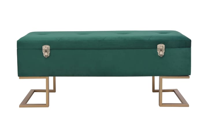 Bänk med förvaringsutrymme 105 cm grön sammet - Grön - Möbler - Stolar - Sittbänkar