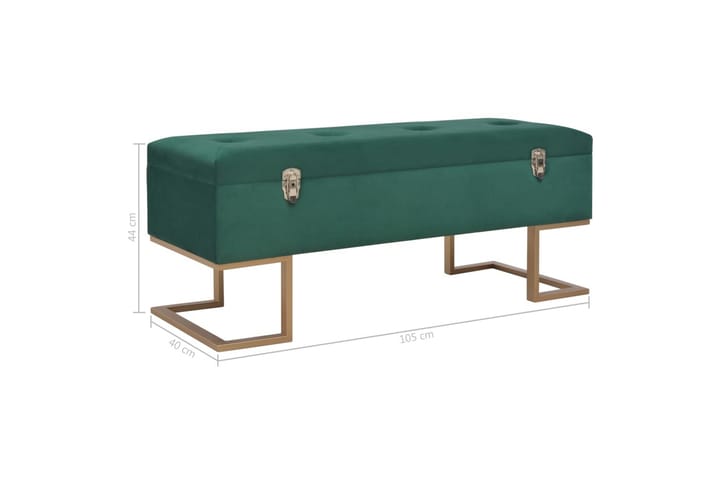 Bänk med förvaringsutrymme 105 cm grön sammet - Grön - Möbler - Stolar - Sittbänkar