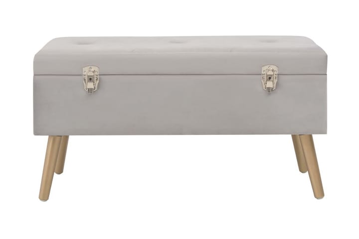 Bänk med förvaringsutrymme 80 cm grå sammet - Grå - Möbler - Fåtölj & stolar - Sittbänk