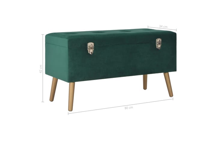 Bänk med förvaringsutrymme 80 cm grön sammet - Grön - Möbler - Fåtölj & stolar - Sittbänk