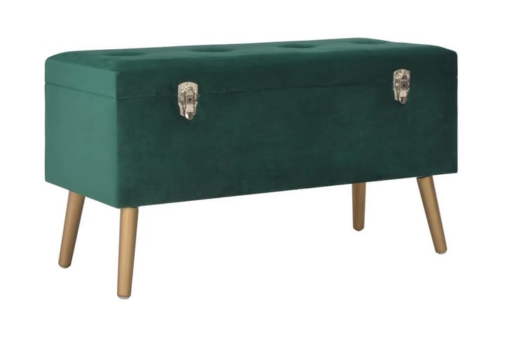 Bänk med förvaringsutrymme 80 cm grön sammet - Grön - Möbler - Soffa - Sofftillbehör - Rengöring soffa - Möbelvård till tyg