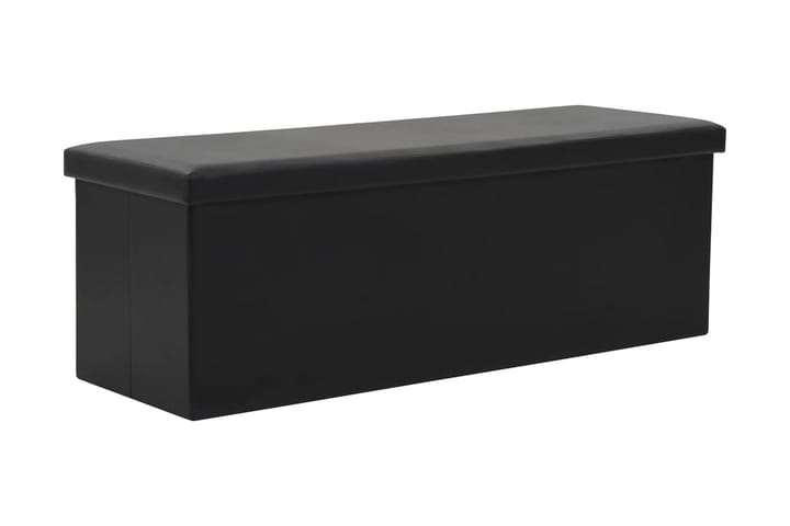 Förvaringsbänk hopfällbar konstläder 110x38x38 cm svart - Svart - Möbler - Fåtölj & stolar - Sittbänk