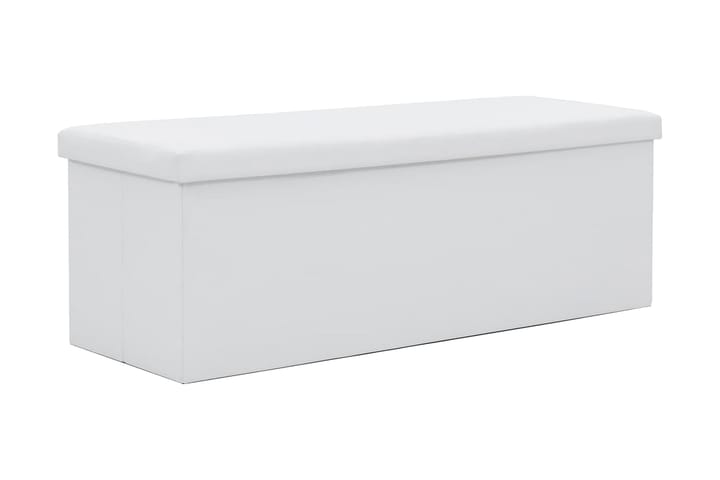 Förvaringsbänk hopfällbar konstläder 110x38x38 cm vit - Vit - Möbler - Fåtölj & stolar - Sittbänk