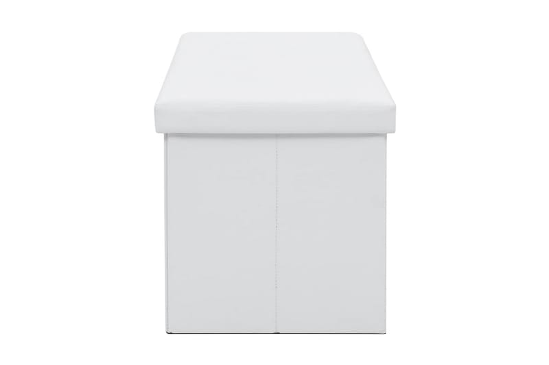 Förvaringsbänk hopfällbar konstläder 110x38x38 cm vit - Vit - Möbler - Fåtölj & stolar - Sittbänk