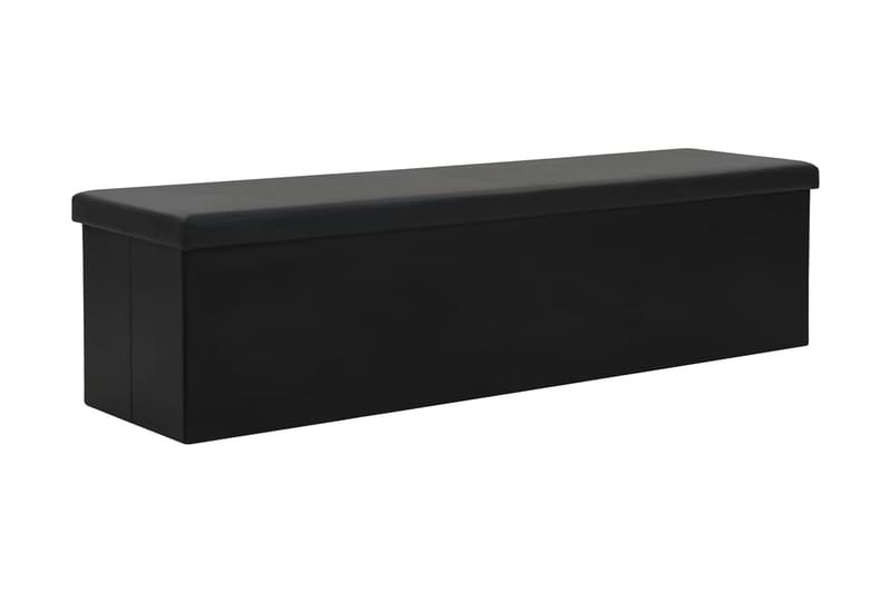 Förvaringsbänk hopfällbar konstläder 150x38x38 cm svart - Svart - Möbler - Hallmöbler - Hallbänk - Hallbänk med förvaring