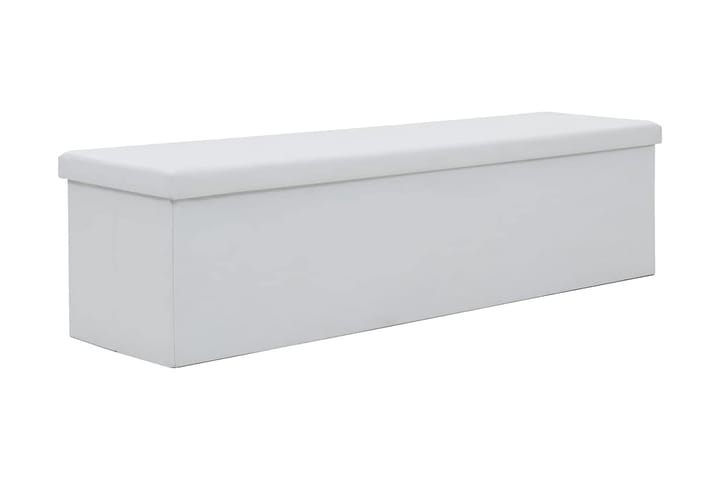 Förvaringsbänk hopfällbar konstläder 150x38x38 cm vit - Vit - Möbler - Fåtölj & stolar - Sittbänk