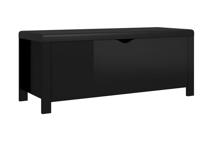 Förvaringsbänk med dyna svart högglans 105x40x45 cm spånskiv - Svart - Möbler - Fåtölj & stolar - Sittbänk