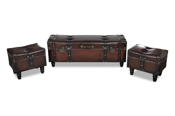 Förvaringsbänkar 3 st brun - Brun - Möbler - Bord & matgrupp - Avlastningsbord & sidobord - Sängbord & nattduksbord