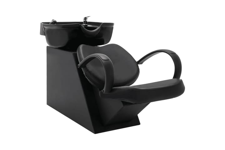 Schamponeringsstol med handfat svart konstläder - Svart - Möbler - Fåtölj & stolar - Snurrstol & Gungstol