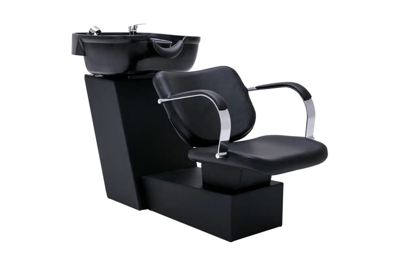 Schamponeringsstol med tvättställ svart 137x59x82 cm konstlä - Svart - Möbler - Fåtölj & stolar - Snurrstol & Gungstol