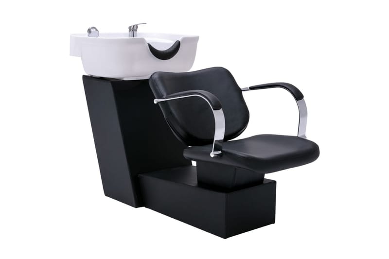Schamponeringsstol med tvättställ svart och vit 137x59x82 cm - Svart - Möbler - Fåtölj & stolar - Snurrstol & Gungstol