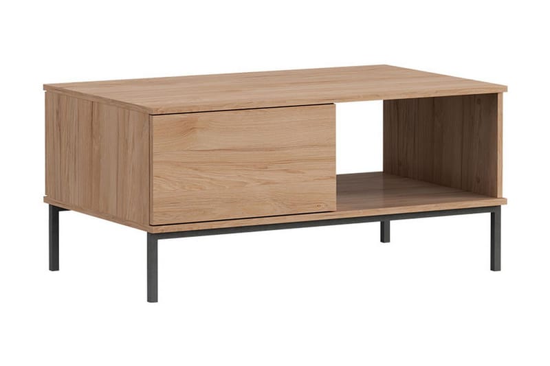 Soffbord Quertas 100 cm med Förvaring Hylla + Låda - Natur/Svart - Möbler - Bord & matgrupp - Soffbord