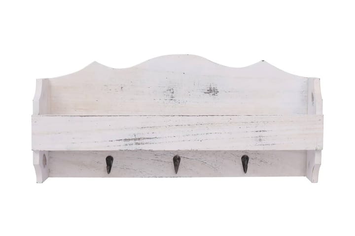 Väggkrokar med förvaring vit 50x10x23 cm trä - Vit - Möbler - Förvaring - Klädhängare & hängare