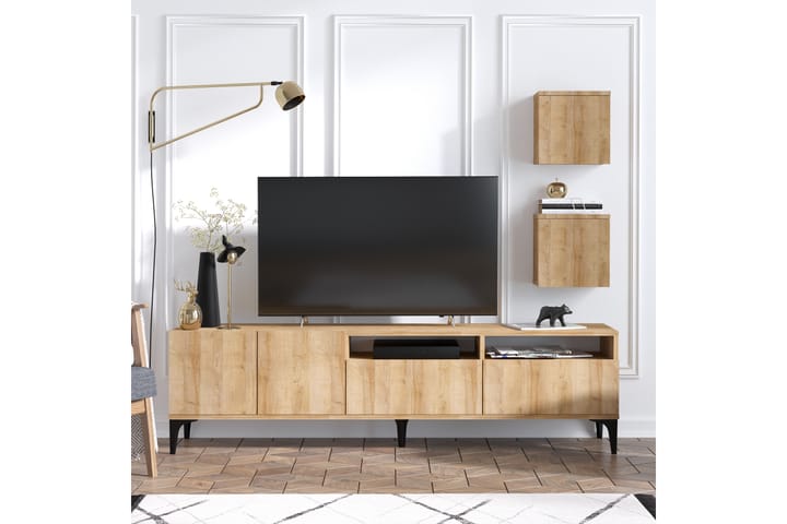Tv-möbelset Lupinea 180 cm - Natur/Svart - Möbler - TV- & Mediamöbler - TV-möbelset