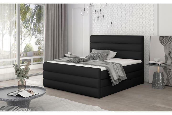 Sängpaket Veillais 160x200 cm - Läder/Svart - Möbler - Säng - Komplett sängpaket