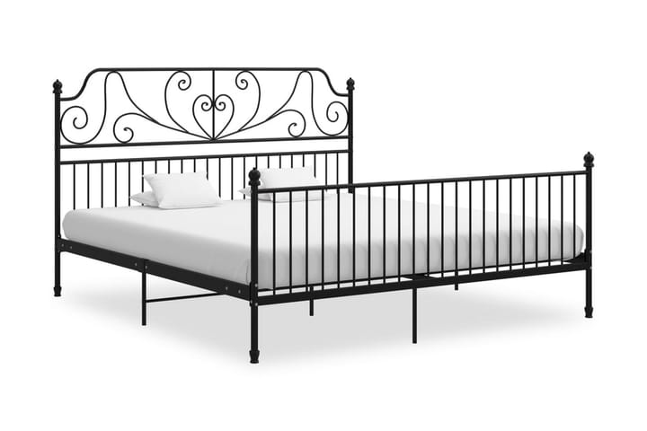 Sängram svart metall och plywood 200x200 cm - Svart - Möbler - Sängar - Sängram & sängstomme