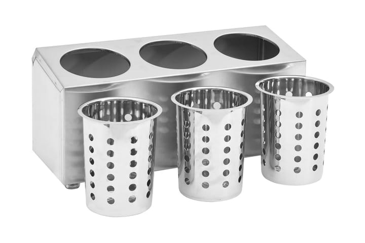 Bestickhållare 3 behållare rektangulärt rostfritt stål - Silver - Förvaring - Småförvaring - Förvaringsställ - Bestikkstativ