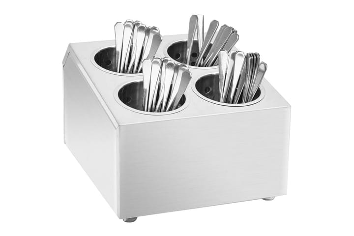 Bestickhållare 4 behållare rektangulär rostfritt stål - Silver - Servering & matlagning - Bestick - Besticklåda & bestickförvaring