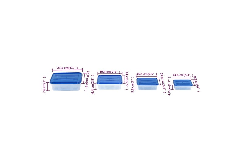 Matbehållare med lock 16 delar PP - Transparent - Servering & matlagning - Form & kantin - Ugnsform