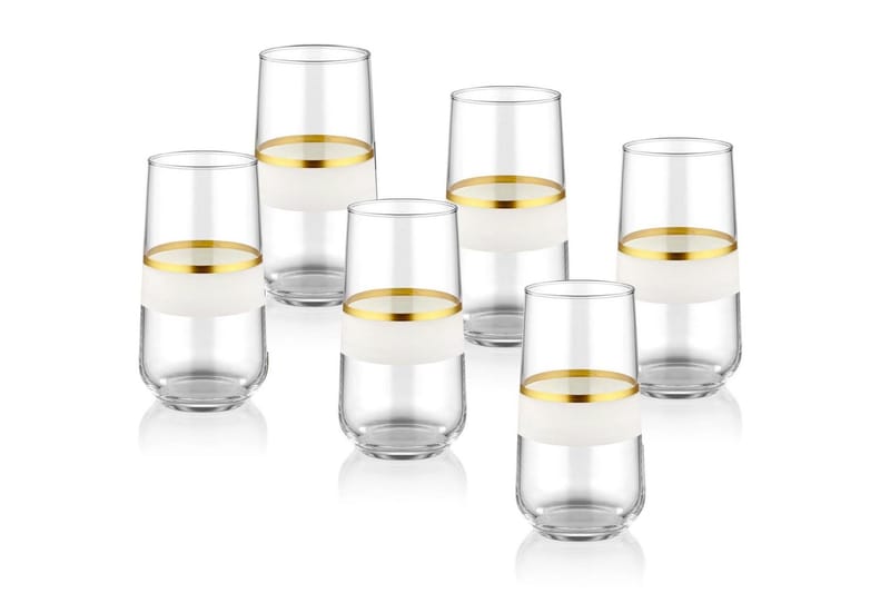 Vattenglas - Vit/Guld - Servering & matlagning - Glas - Vattenglas