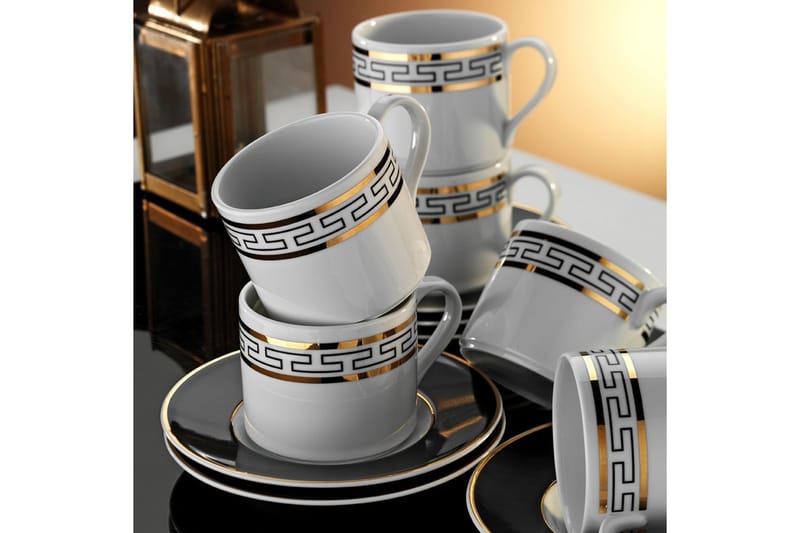 Kaffekopp Masahiko 12-delar - Vit/Guld - Servering & matlagning - Porslin