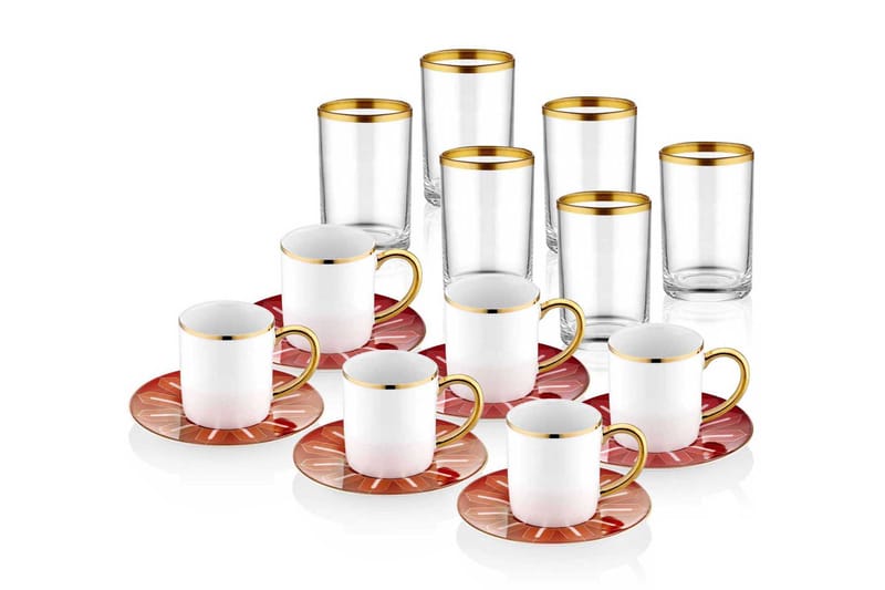 Kaffeservis 18-pack - Flerfärgad - Servering & matlagning - Porslin