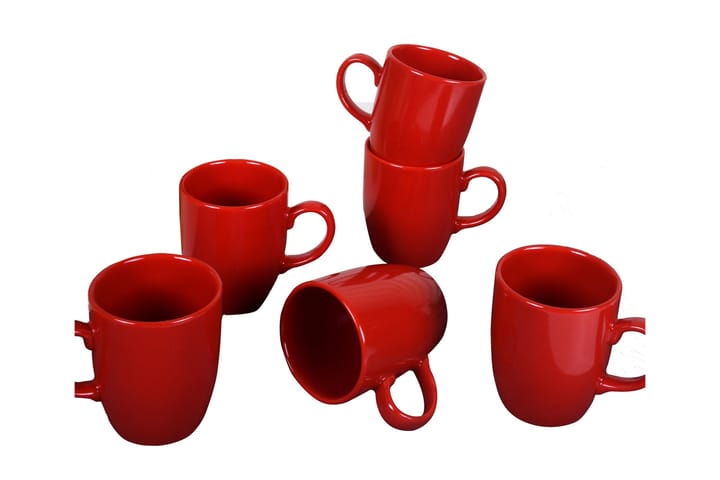 Kaffeservis 6-pack - Röd - Servering & matlagning - Porslin