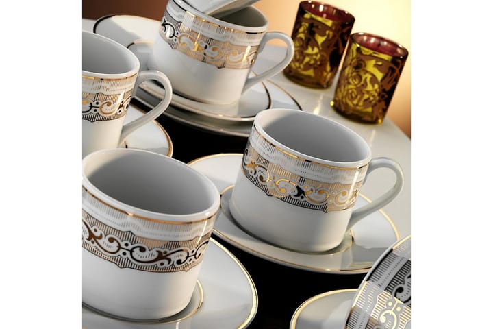 Kaffekoppset Kütahya 12 Delar - Porslin/Vit - Servering & matlagning - Porslin