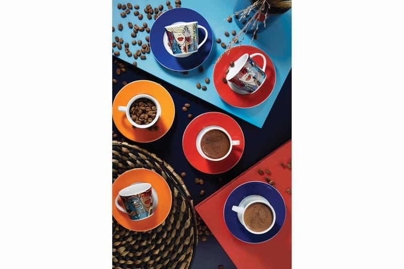 Kaffeservis 12-pack - Flerfärgad - Servering & matlagning - Porslin