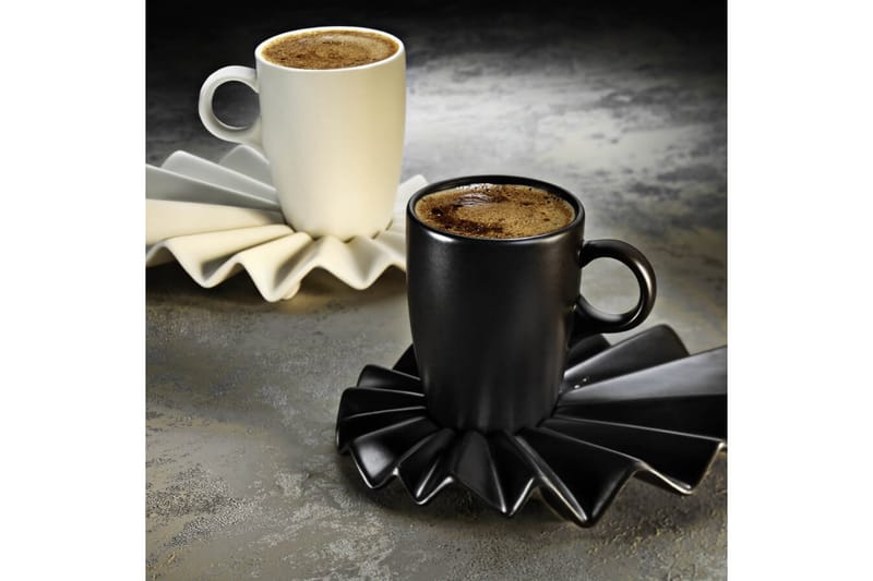 Kaffeservis 4-pack - Svart/Krämvit - Servering & matlagning - Porslin