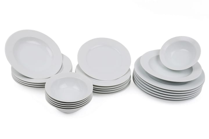 Middagsservis Kütahya 24 Delar Porslin - Vit - Servering & matlagning - Tallrikar & skålar