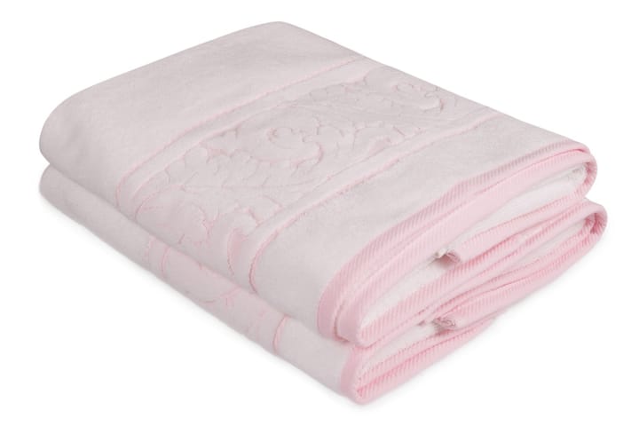 Badhandduk Hobby 70x140 cm 2-pack - Vit|Rosa - Textil & mattor - Badrumstextil