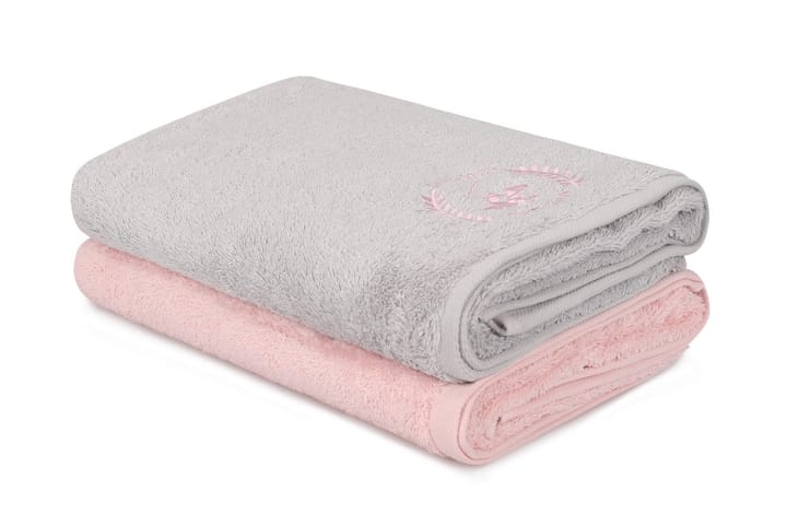 Badhandduk Romilla 2-pack - Rosa/Ljusgrå - Textil & mattor - Badrumstextil