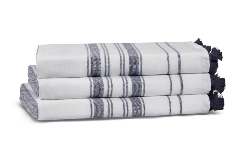 Badhandduk Skeens - Vit/Mörkblå - Textil & mattor - Badrumstextil