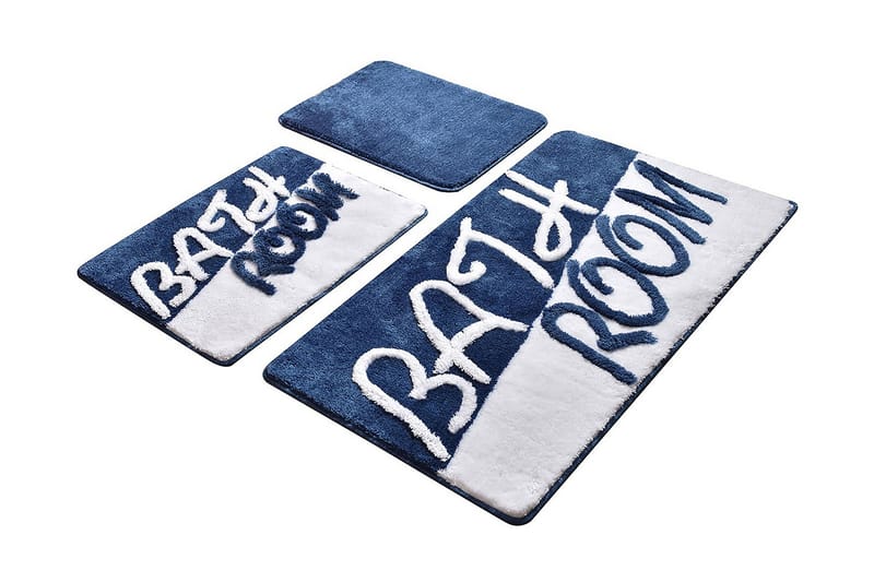 Badrumsmatta Baray 3-pack - Blå/Vit - Textil & mattor - Badrumstextil