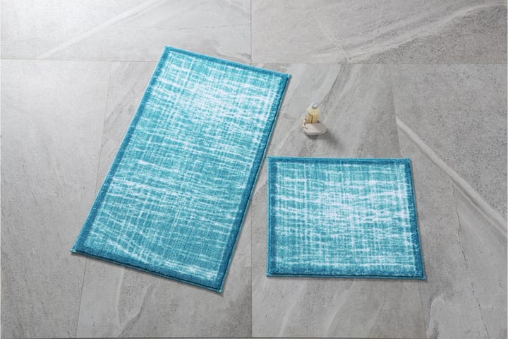Badrumsmatta Penmon 2-pack - Turkos/Vit - Textil & mattor - Badrumstextil