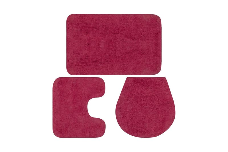 Badrumsmattor 3 st tyg fuchsia - Rosa - Textil & mattor - Badrumstextil
