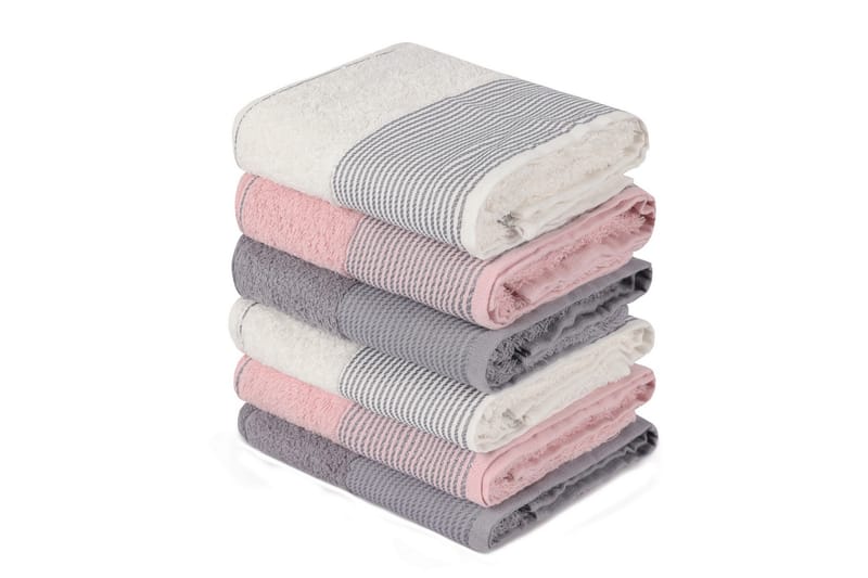 Handduk Hedon 6-pack - Rosa/Grå/Vit - Textil & mattor - Badrumstextil